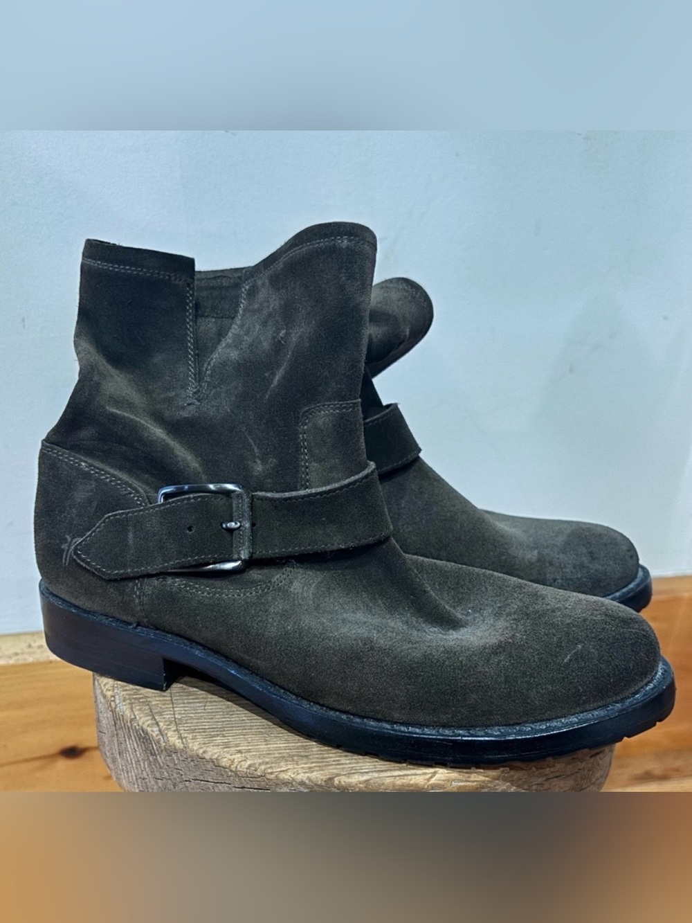 Frye Natalie Short Engineer Boot in Olive Green